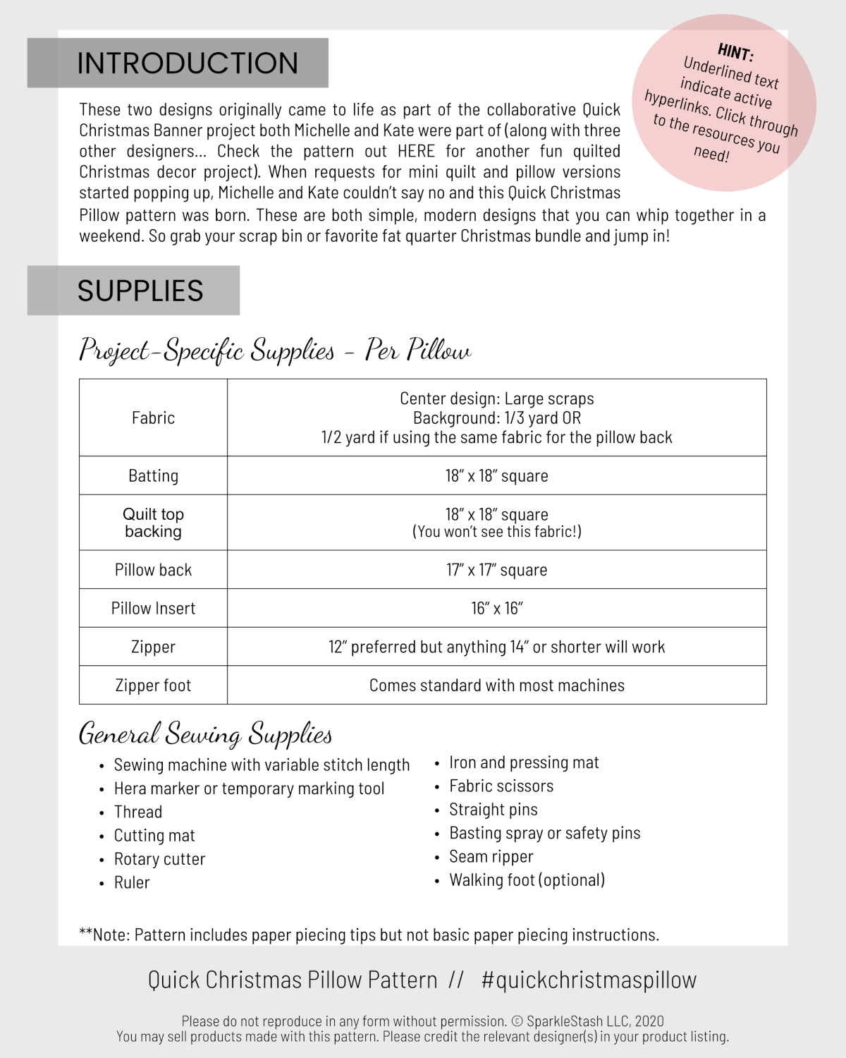 Quick Christmas Pillow - PDF