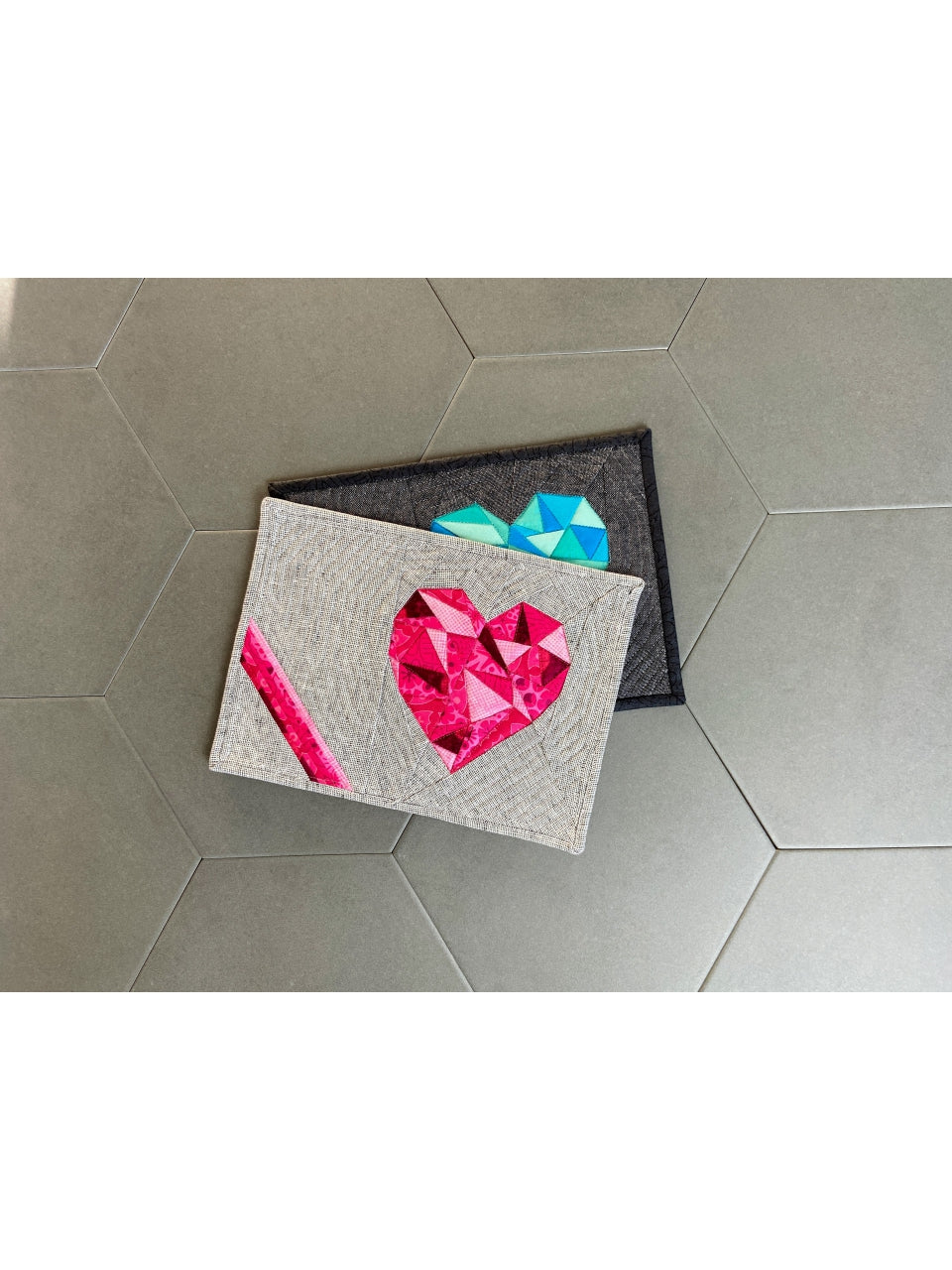 Heart Glass Mug Rug - PDF