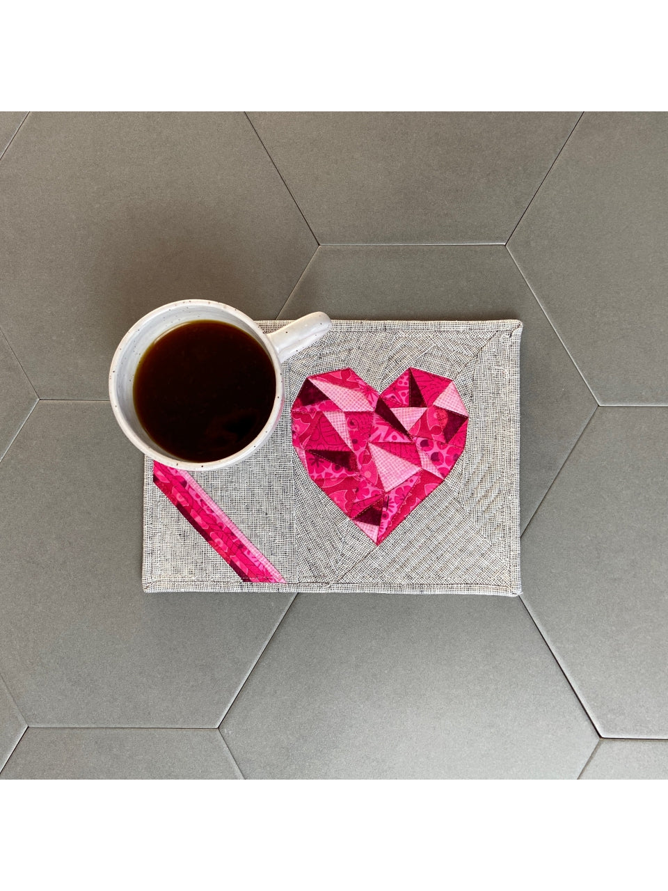 Heart Glass Mug Rug - PDF
