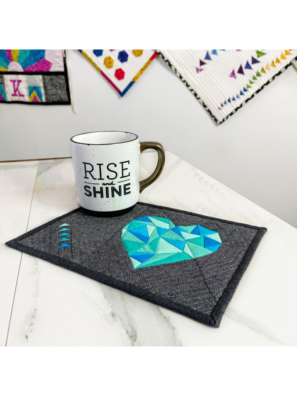 Heart Glass Mug Rug - PDF