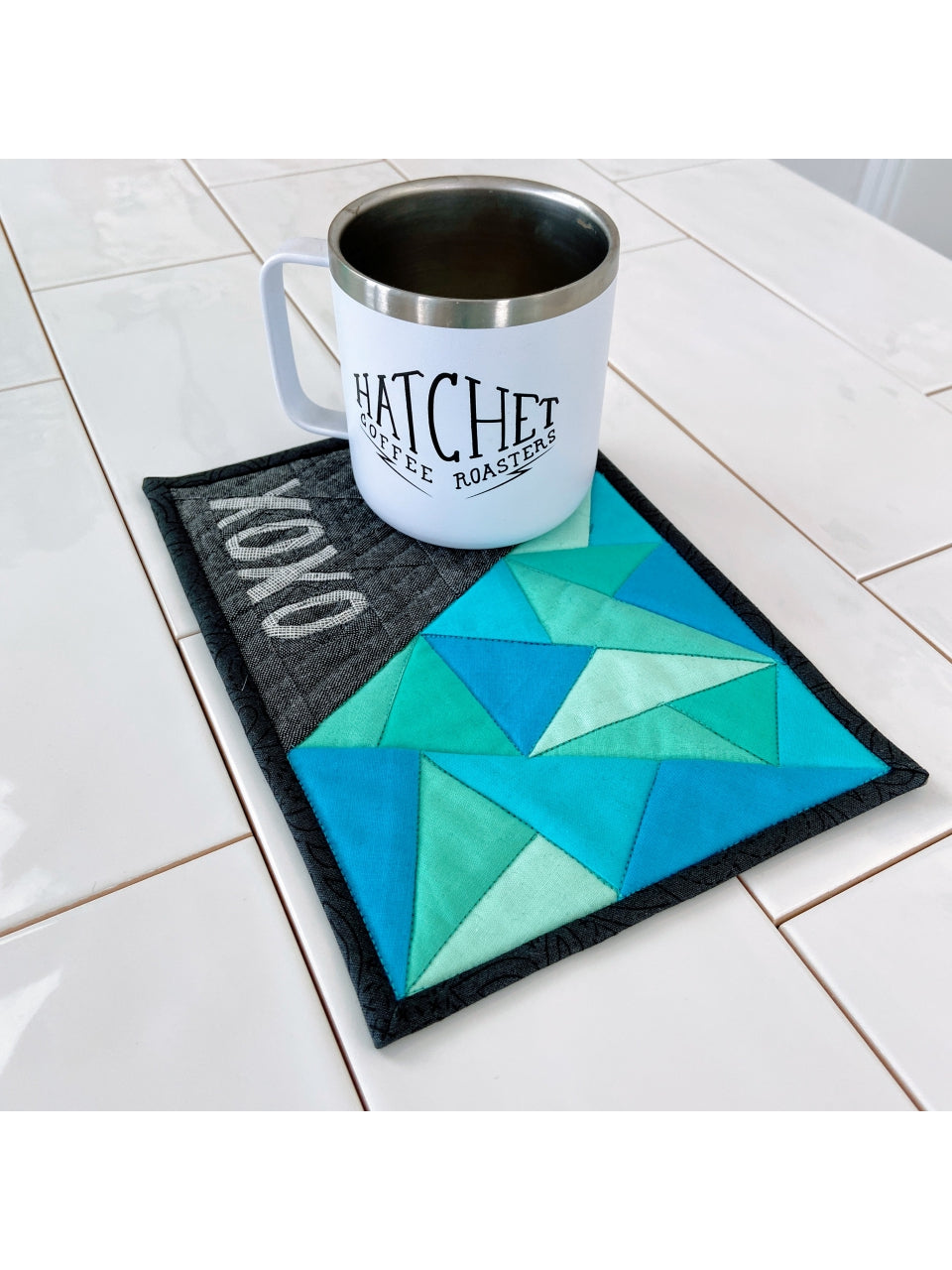 XOXO Glass Mug Rug - PDF